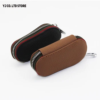 

Genuine Leather Car Key Wallets Men Key Holder Housekeeper Keys Organizer Women Keychain Covers Zipper Key Case Bag Pouch Purse