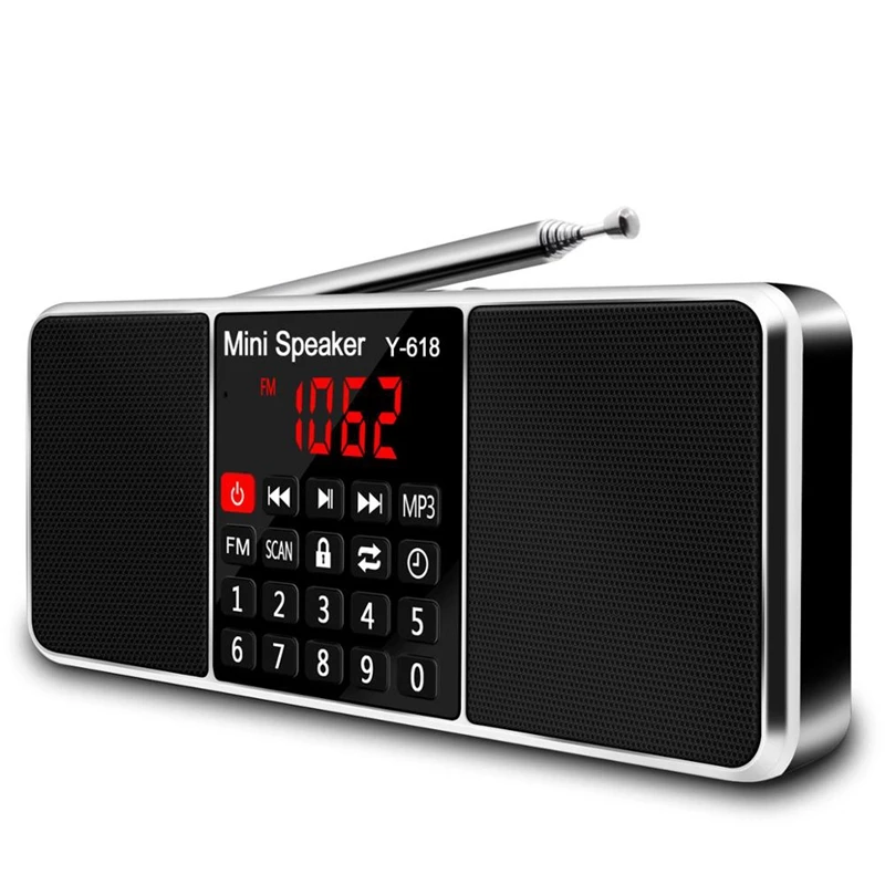 Pаспродажа Многофункциональный цифровой fm радио медиа динамик Mp3 музыкальный плеер Поддержка Tf карта font b usb b font накопитель со светодиодным экраном и таймером ...
