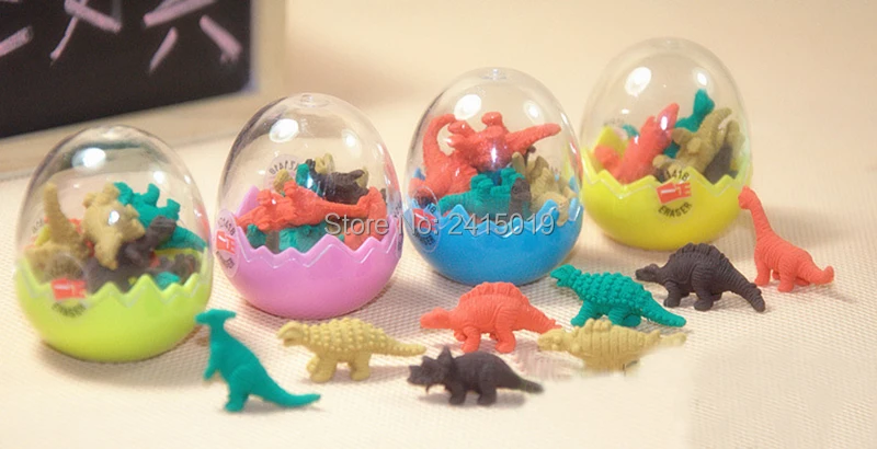 96 Dinosaur Erasers Toys Eggs Party Bag Fillers Favors Jurassic T-Rex 12 Egg Lot-2