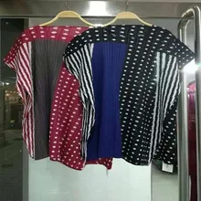 ; модные комплекты с рукавами «летучая мышь» в елочку; Свободные Лоскутные футболки в горошек;