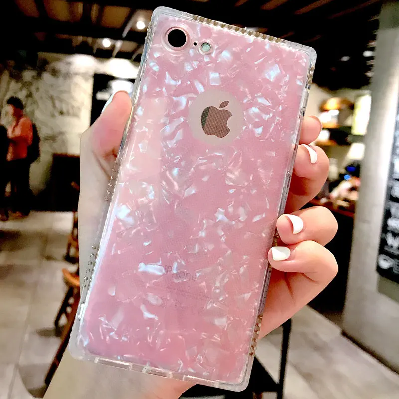 Ascromy For iPhone 7 Plus Phone Case Square Marble Luxury Rhinestone Glitter Cover For iPhone 8 6 6S 5 5S SE X Coque Accessories (6)