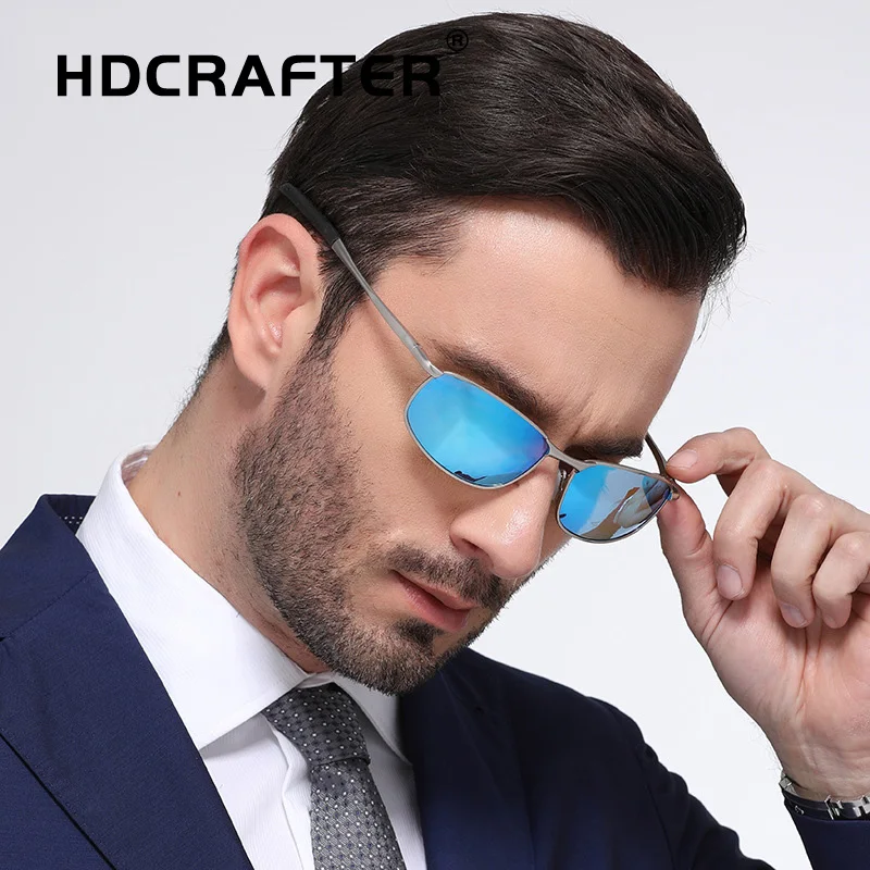 

HDCRAFTER Polarized Sunglasses Men Vintage Brand Design UV400 Sunglasses Classic Driving Glasses Rectangle Shades For Men Oculos