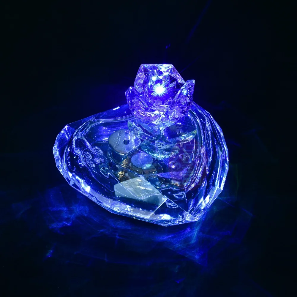 1PC New Crystal Rose with Blue Light Heart Shape font b Music b font font b