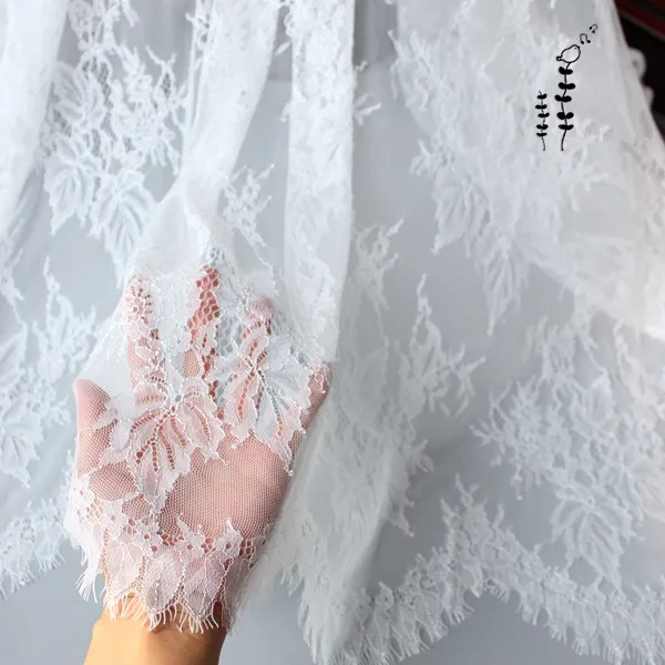 White Polyester Lace Fabric 140cm Wide