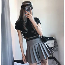 Осенне-зимняя женская юбка в складку Harajuku в стиле панк Модные однотонные Юбки Мини Милая школьная форма Дамская кавайная юбка
