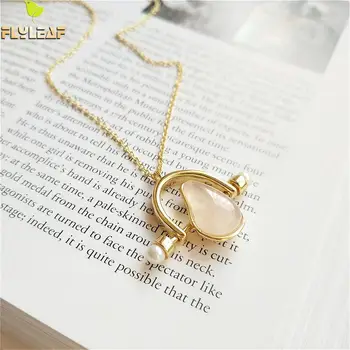 

100% 925 Sterling Silver Jewelry Necklace Women Personality Creative Swing Powder Crystal Flyleaf Chain Necklaces & Pendants