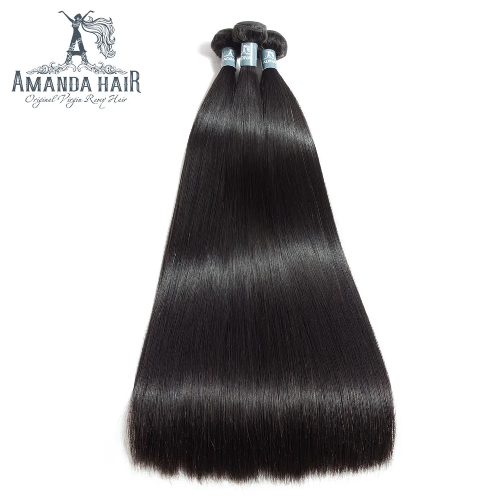 Аманда бразильский виргинский волосы прямые 3/4 Связки 100% натуральная дважды обращается человеческих волос утка супер толстый конец