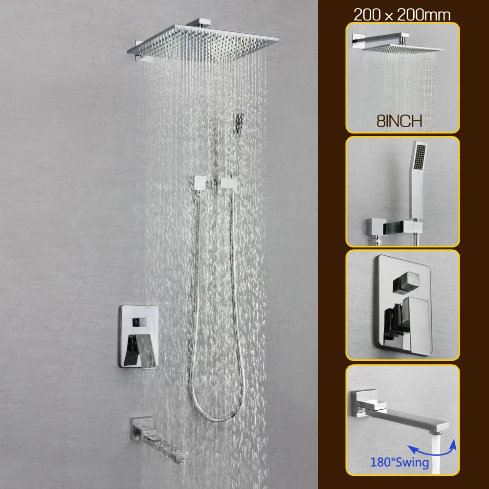 Латунь 12 дюймов светодиодный душ набор ванная комната горячей и холодной смеситель клапан SK-7617 - Цвет: Style A
