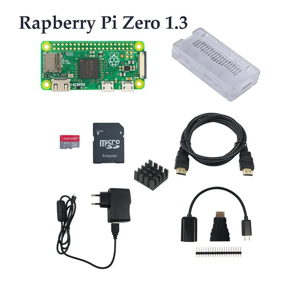 Raspberry Pi Zero W стартовый комплект RPi Zero 1,3 Zero W плата+ 16G карта+ адаптер питания+ ABS чехол+ радиатор+ 3 в 1 комплект адаптеров - Комплект: Комплект 4