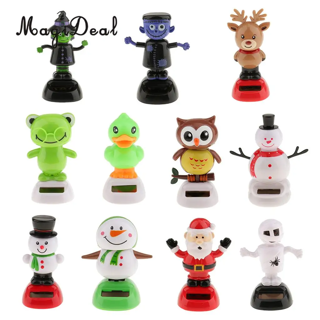 MagiDeal Solar Powered Bobbling Dancing Figure Toy ABS plastic Solar Panel Car Home Desk