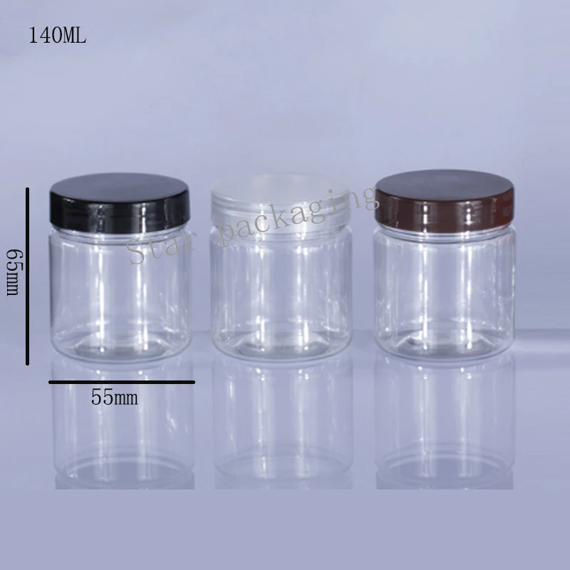 20pcs 140ml Clear Bottom Aluminum Cap plastic Cap Empty Cream Cosmetic Jar Small And Portable in 