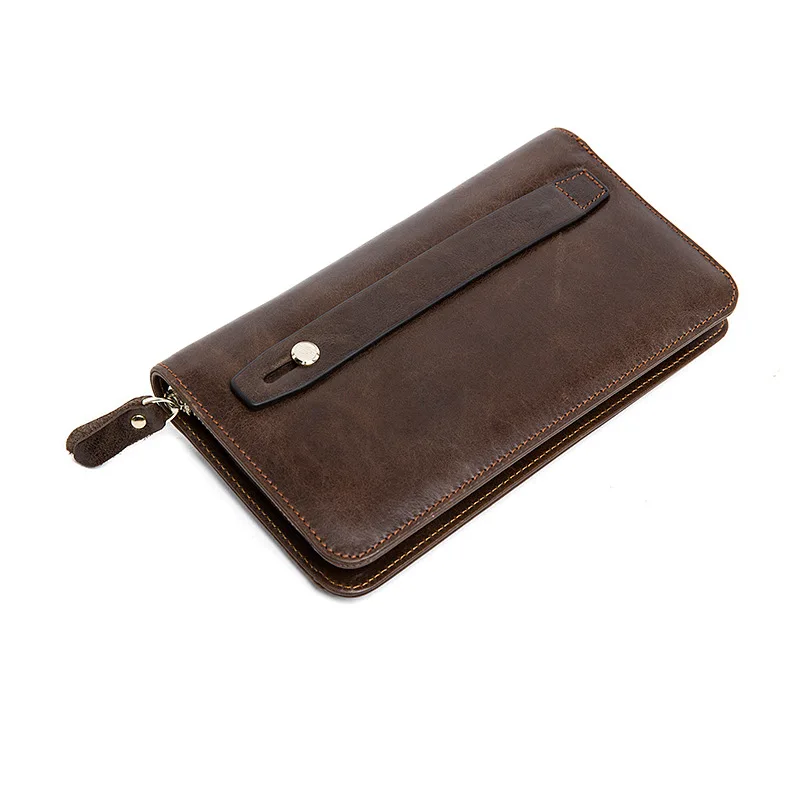 

Vintage Genuine Cowhide Leather Wallet Men Purse Multi-Card Holder Long Large Capacity Zipper Portfel Male Carteira Wallets