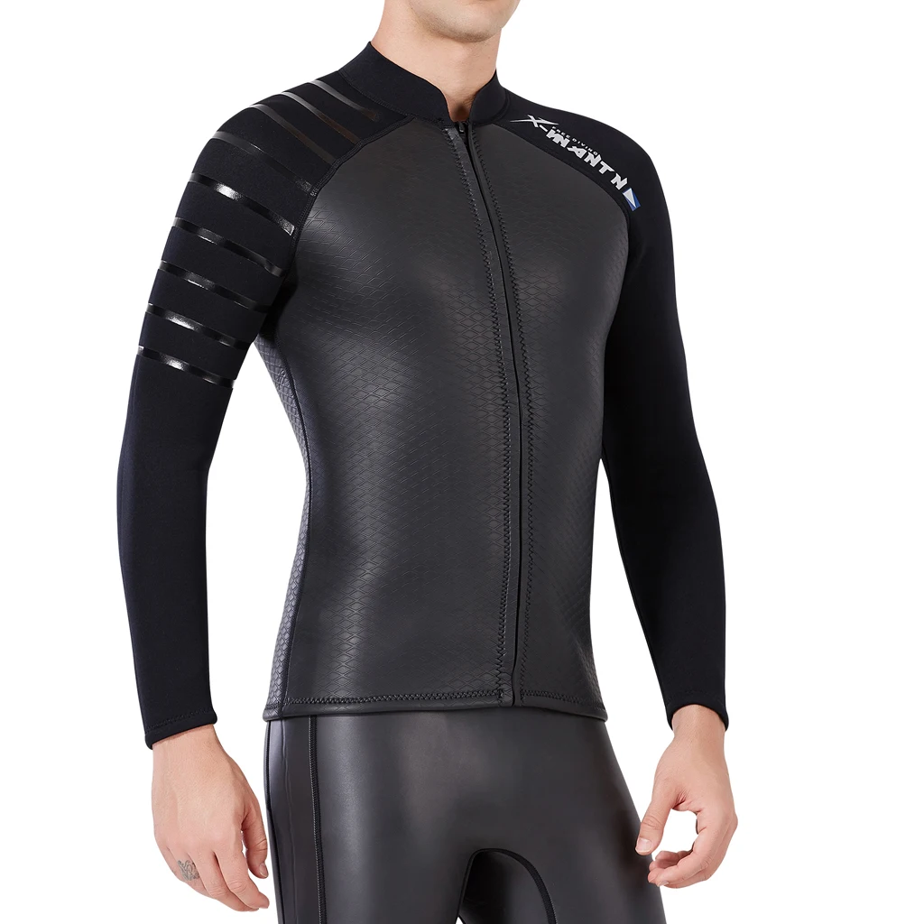 Men 3mm Wetsuit Jacket Top Long Sleeve Neoprene Wet Suits Swimwear Beachwear Rash Guard