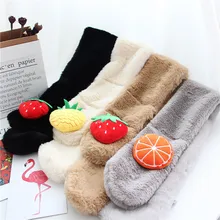 Детская зимняя одежда для малышей сохраняющий тепло шарф клубника, ананас оранжевый узор, детский шарф с воротником, бархатная утепляющая одежда