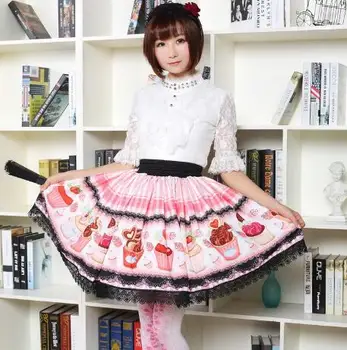 

Sweet Pink Short Summer Skirt Lovely Cupcakes Printed Lolita Skirt