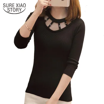 

new arrival autumn new sexy blouse women hollow long sleeved shirt office lady slim blouse fashion bottoming D172 30