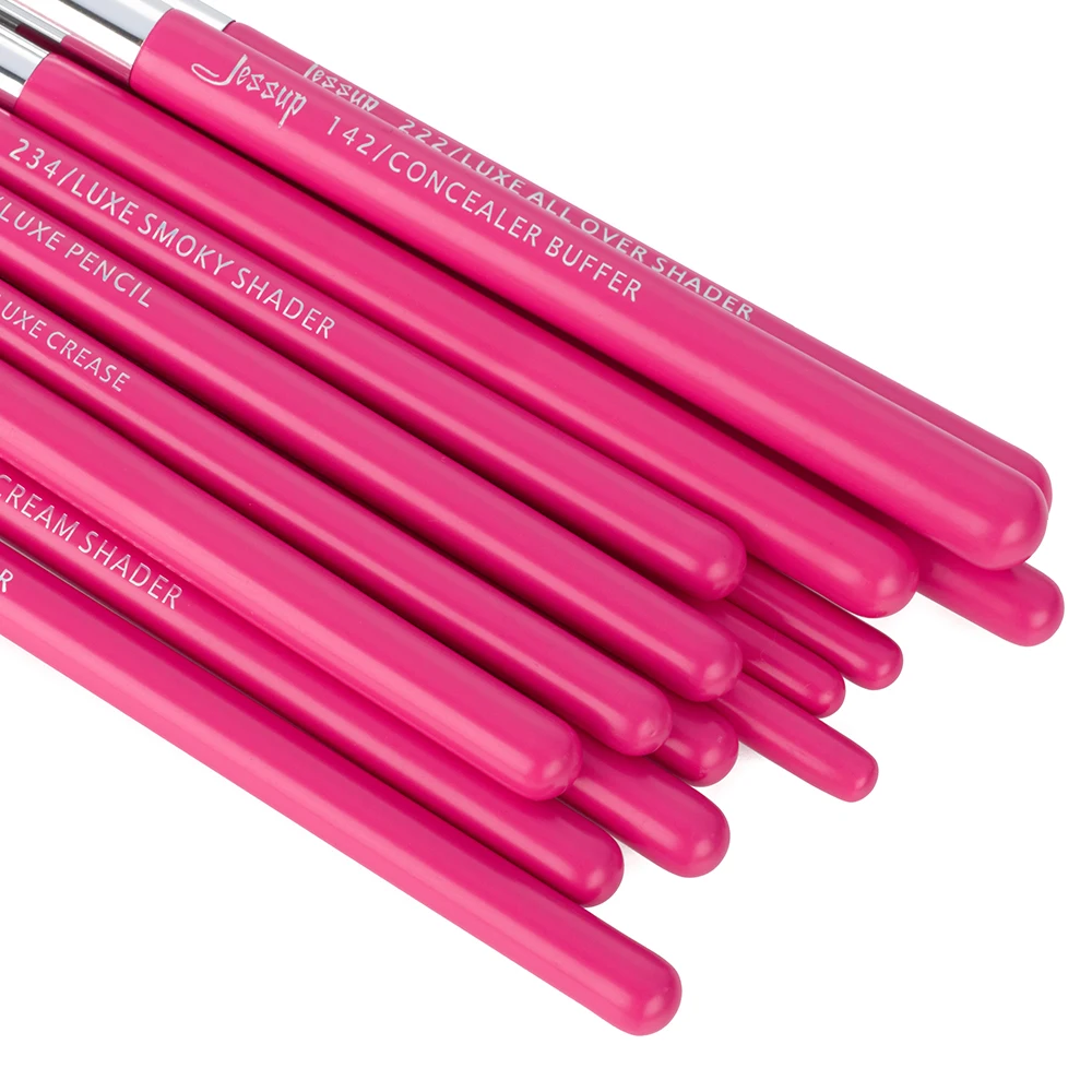 Jessup Rose-carmin/Silver Makeup Brushes brushes Set professional Make up Brush Tools kit EyeLiner Shader natural-synthetic hair