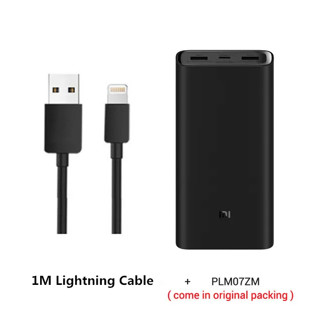 Xiao mi power Bank 3 20000 мАч mi power bank USB-C 45 Вт портативное зарядное устройство Dual USB power bank для ноутбука смартфона - Цвет: Add for iphone cable