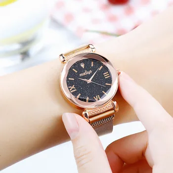 

Fashion Starry Sky Casual Quartz Analog Watch with Stainless Steel Mesh Band ladies women Wrist watches Dress watch gifts Wrist