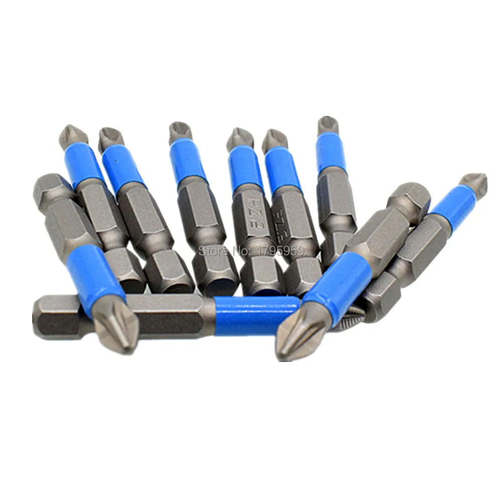 

10 Piece PH2 PZ2 PZ1 Magnetic Screwdriver Bit 50mm Impact Driver Pozidriv 1/4" Hex Shank Non-slip Phillips Screwdriver Pozi Bit