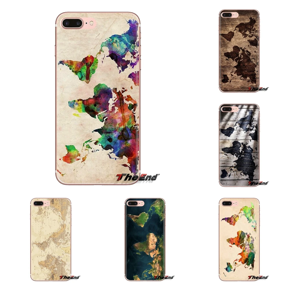 Silicone Phone Case Covers For iPod Touch Apple iPhone 4 4S 5 5S SE 5C 6 6S 7 8 X XR XS Plus MAX Antique World Map Art Wallpaper |