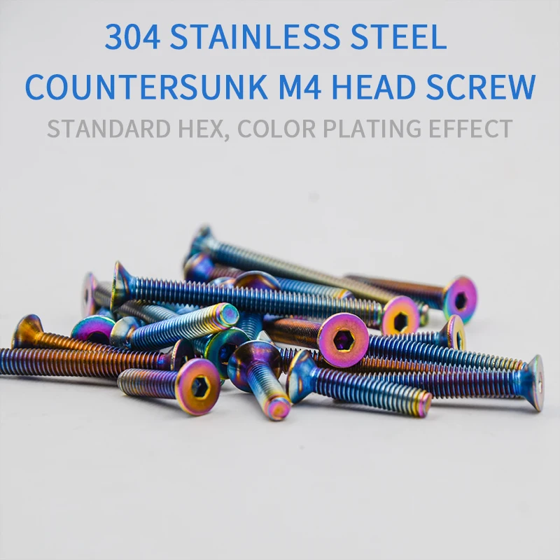 

Spirit beet Hexagon screw M4X16 M4X20 304 stainless steel color screw motorcycle ornament Motocross tool Countersunk head screw