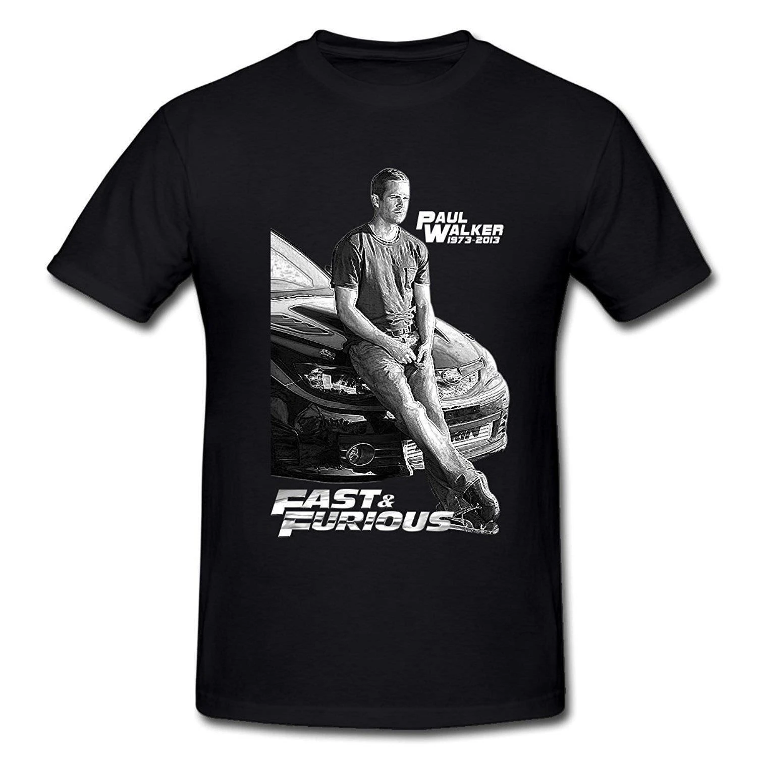 

New Paul Walker Street Racinger Fast Furious T-shirt Mens Casual Black Shirts