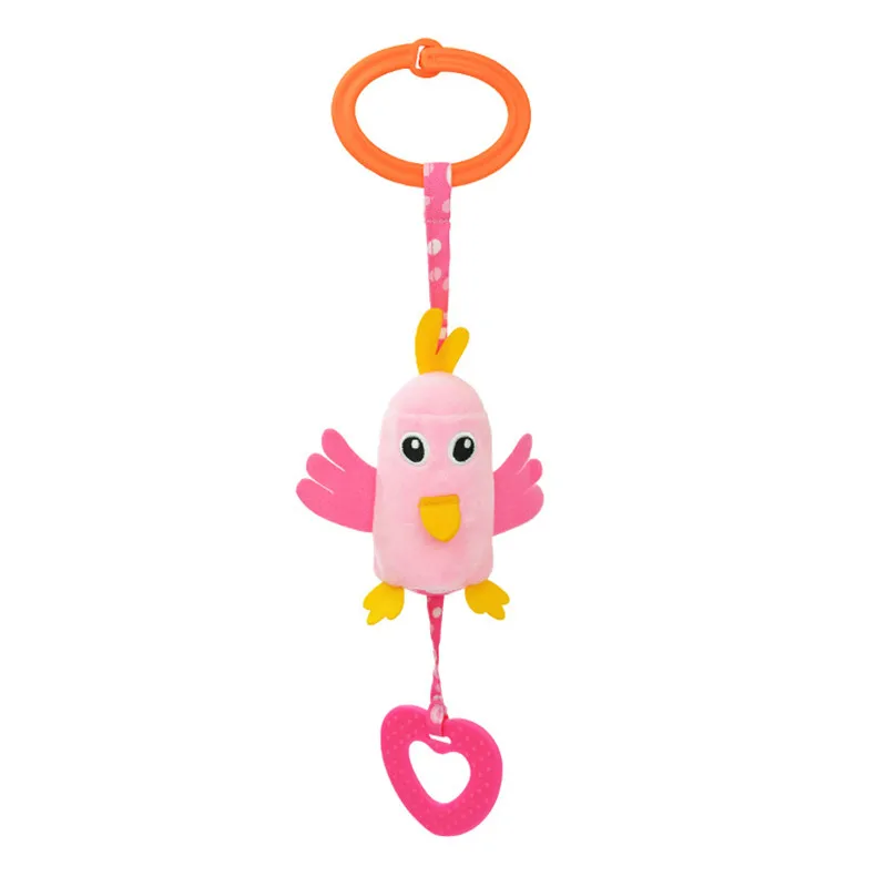 New Plush Baby Toys Teeth Rubber Wind Chimes For Stroller Accessories Bed Hanging Toy 4 Types Owl Parrot Bee Beetle