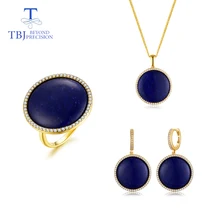 TBJ, горячая Распродажа, ювелирный набор из натурального Лапис драгоценного камня, уникальный в 925 серебряном романтическом кольце, подвеске, серьге, ювелирном изделии из драгоценного камня для женщин