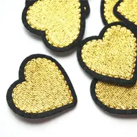 Buy 10PCS Red Hearts Silver Gold Fabric Embroidery Sew Iron On Patches Badges For Clothes Appliques Craft Decoration Sticker Online - Image 3