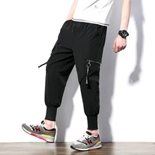 Брюки в стиле хип-хоп для мужчин; брюки для мужчин; мужские брюки для улицы; эластичные повседневные брюки-карго с карманами на молнии; свободные мужские брюки