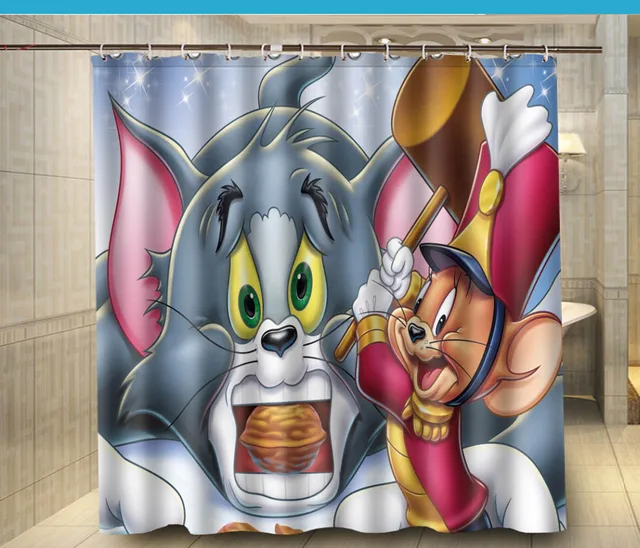 Tom And Jerry Play Game Cartoon Fabric Shower Curtain ...