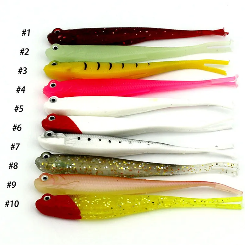 10pc soft worm fishing bait sea fishing tack wobbler jigs silicone baits Artificial Soft fishing accessories lures pesca #4O08 (10)