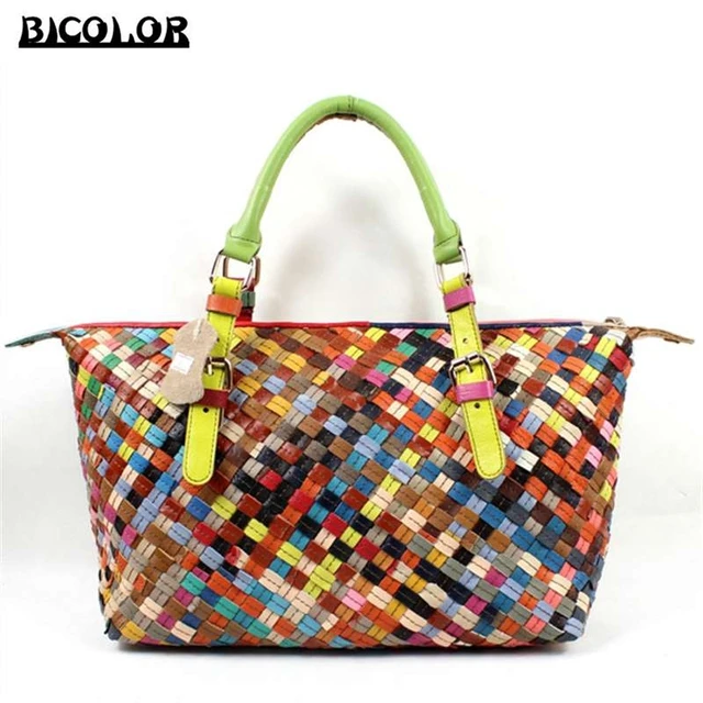 Bicolor Handbags For Women Bag Handmade Famous Brands Shoulder Bicolor Handbags For Women Bag Handmade Famous Brands Shoulder In Woven Leather Woman