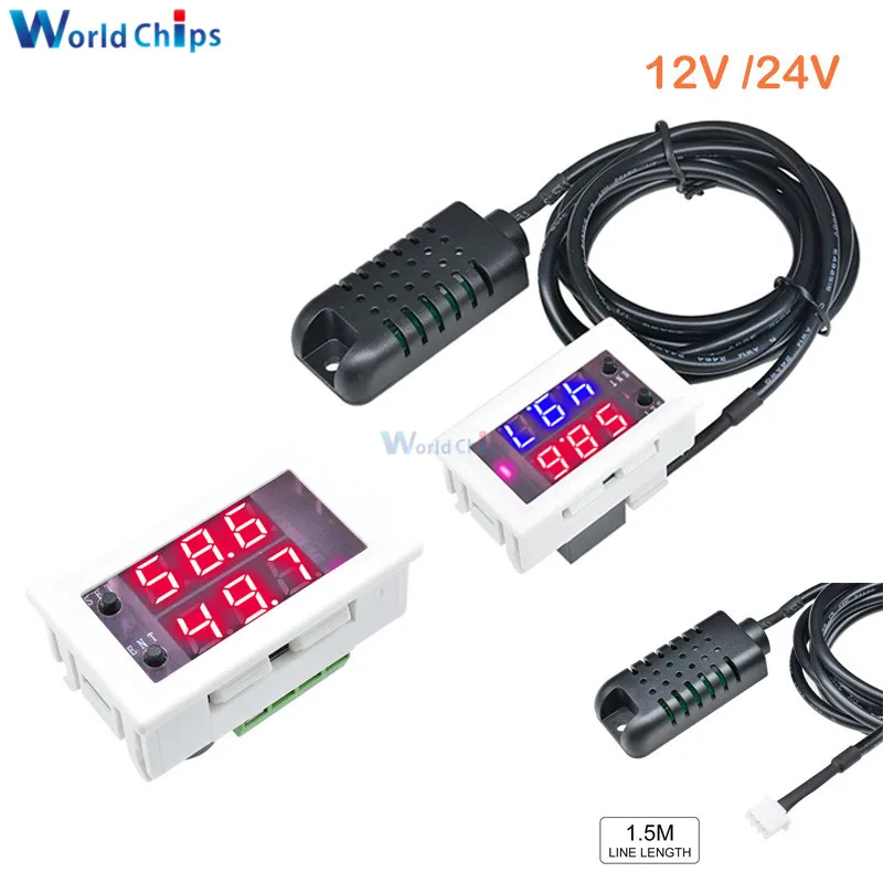

W2062C DC 12V 24V AC 110V 220V 10A Intelligent High Precision Digital Humidity Sensor Controller Red Blue Display Control Switch