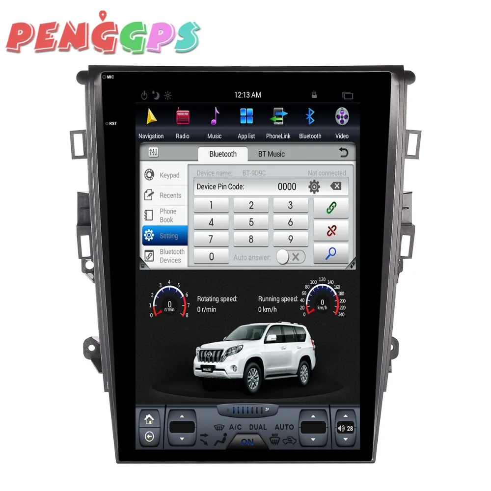 Sale Tesla style 12.1 inch Android 6.0 Car Radio GPS Navigation Headunit For Ford Mondeo Fusion 2013-2017 Stereo Multimedia Audio Map 5