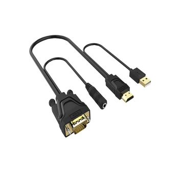 

HDMI to VGA Cable Video Converter Adapter With 3.5mm Audio Output External Micro USB Power for Laptop PC Projector