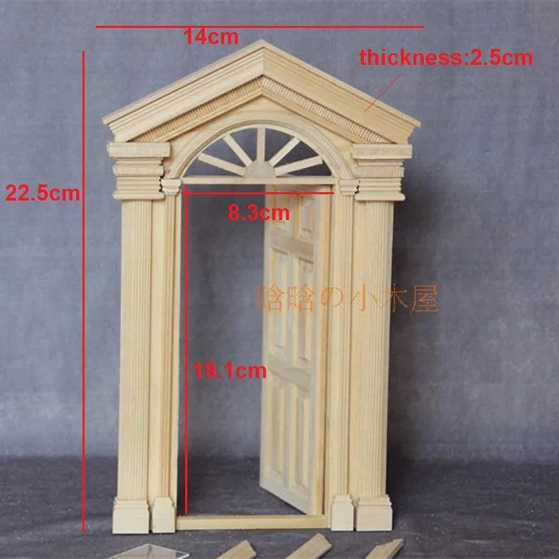 1:12 Кукольный домик миниатюра DIY Материал роскошные деревянные наружные двери с жалюзийными решётками Неокрашенный 6-Панель # D02
