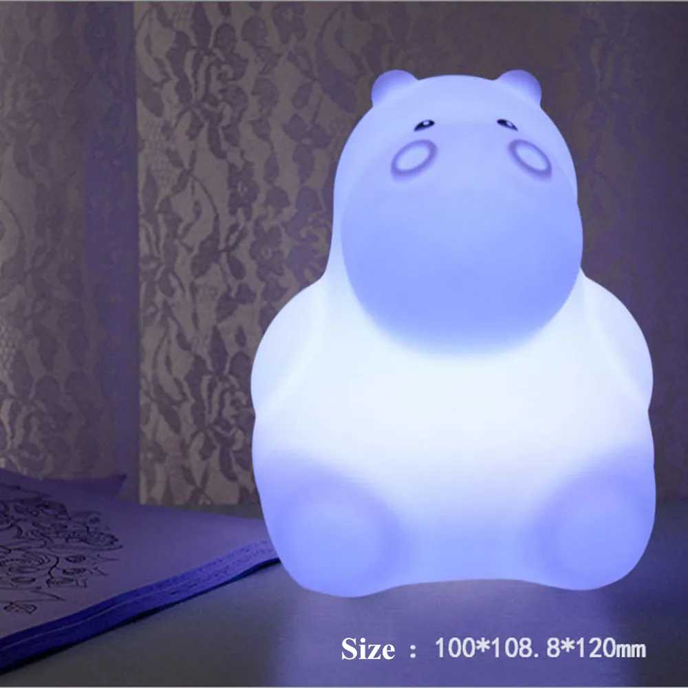 Бегемот RGB светодиодный Ночной светильник с сенсорным сенсором и дистанционным