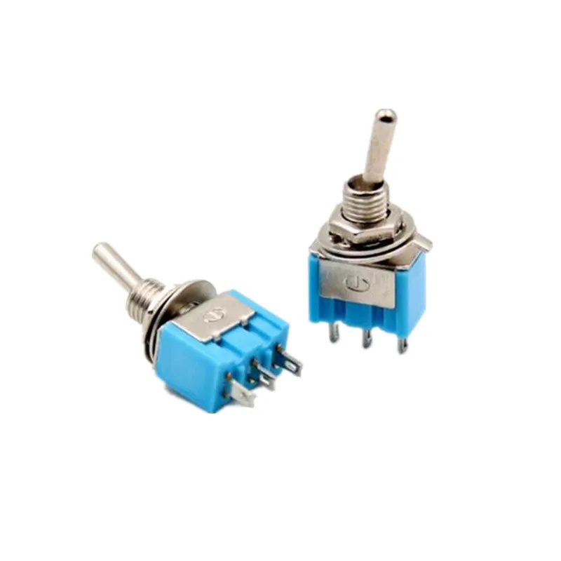 

10pcs Baby Blue Mini MTS-102 3-Pin SPDT ON-ON 6A 125V / 3A 250V AC Miniature Toggle Switches Free Shipping