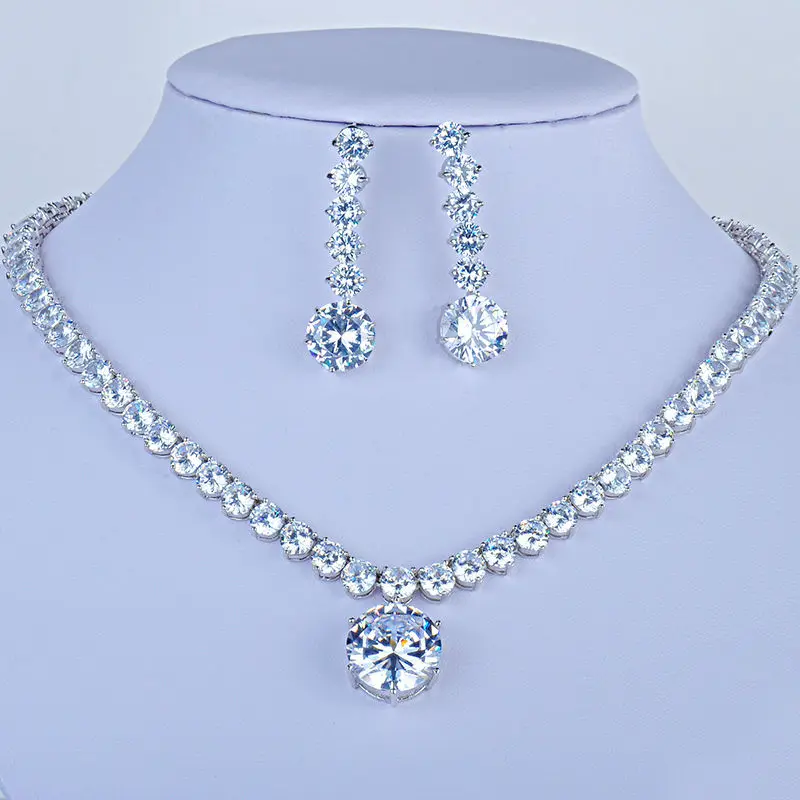 

Free Shipping Wholesale Fashion Zircon Pendant Necklace Earrings Jewelry Set Wedding Fashion Jewelry Set GLN0027