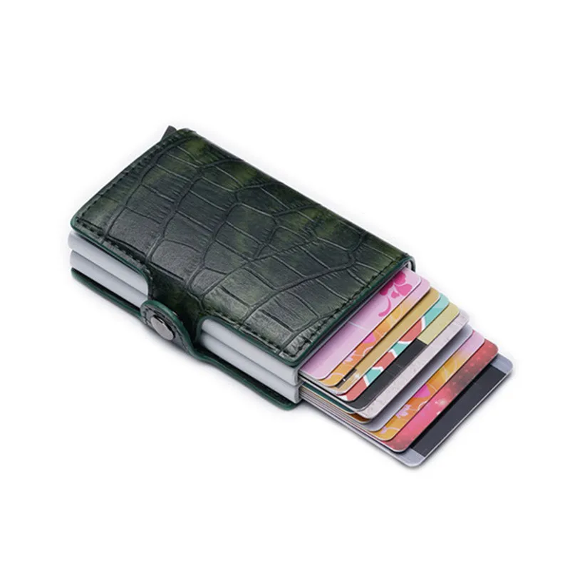 BISI GORO, новинка, мужской кошелек, кредитный держатель для карт, функциональный, из искусственной кожи, чехол для карт, для визиток, алюминиевый, двойные коробки, кошелек для карт