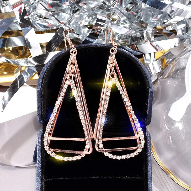 

Exquisite Multilayer Triangle Earrings for Women Rhinestone Drop Earrings Korean Fashion Jewelry Accessories Wholesale Z3E722