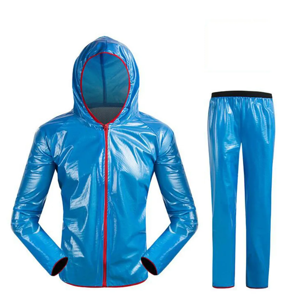 Водонепроницаемый плащ для велоспорта, набор для мужчин и женщин, Непромокаемая куртка и штаны, комплект одежды для горного велосипеда, MTB, для езды на велосипеде, плащ - Цвет: blue