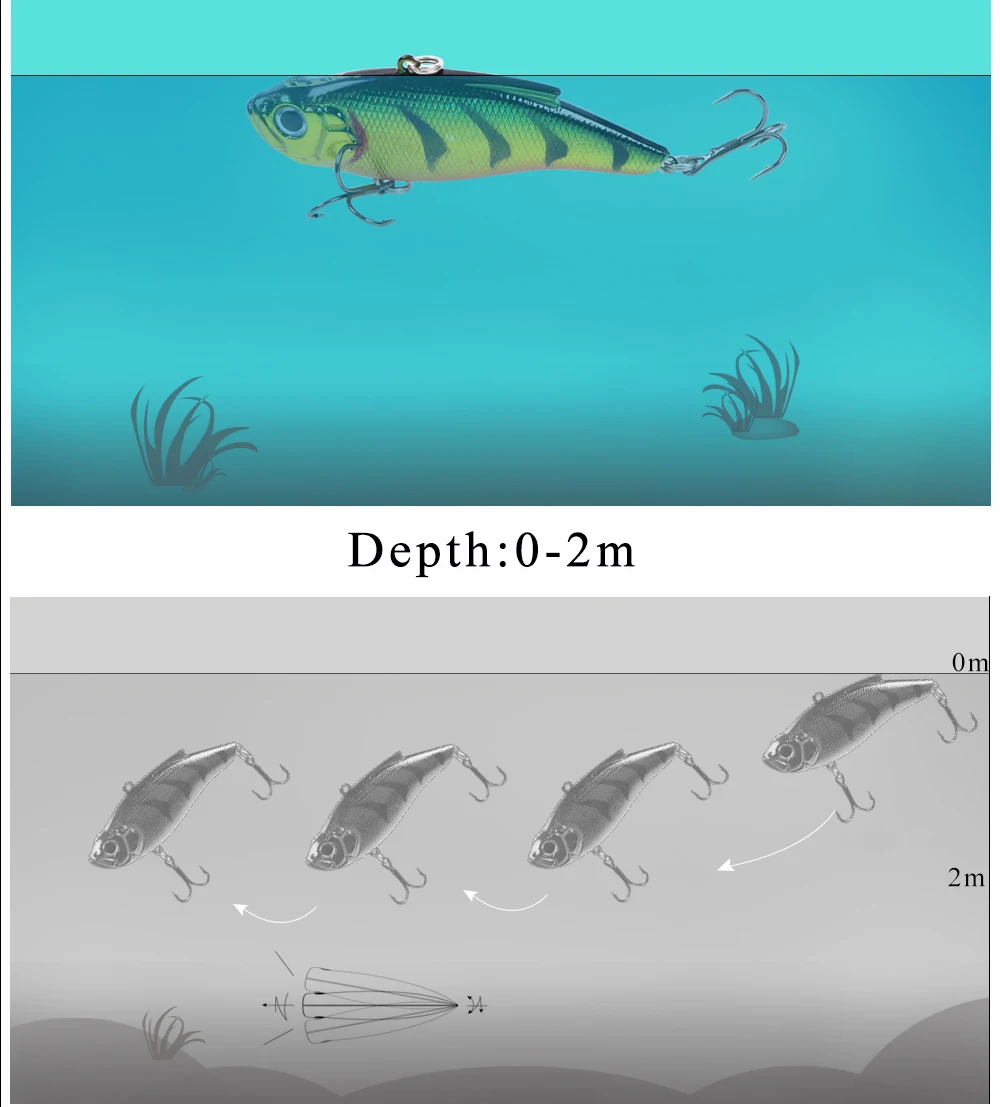 FTK 1 шт. 75 мм 16,5 г VIB Jerkbait воблер на щуку наживка рыболовная Тонущая рыболовная приманка с вибрацией жесткая наживка искусственная наживка 7 цветов