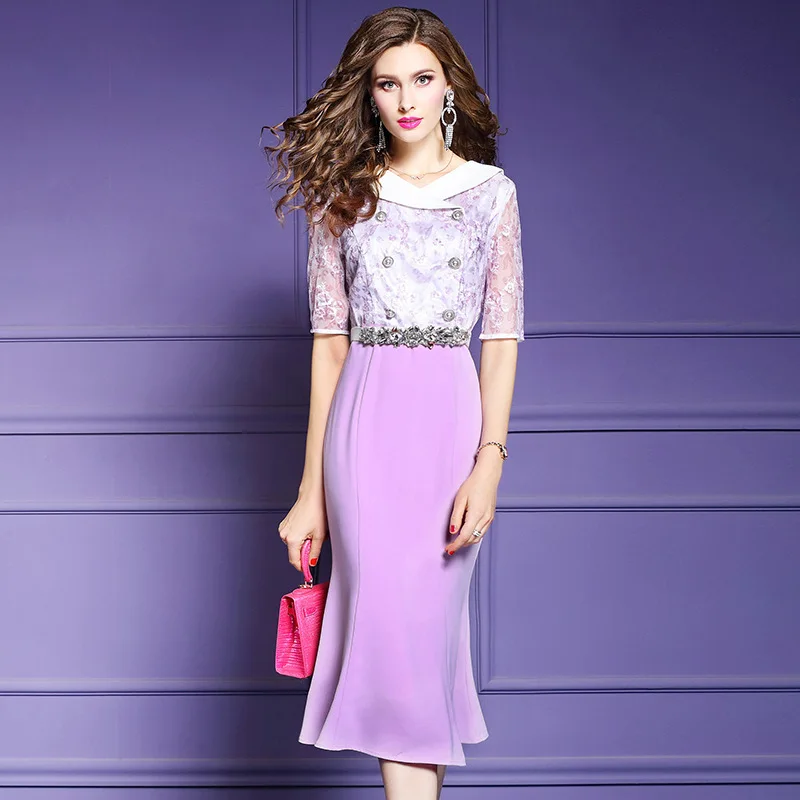 

Office Lady dress 3xl 2019 new Spring summer Women V Neck Trumpet Party Dress Plus Size Vintage OL occupation Embroidery dresses