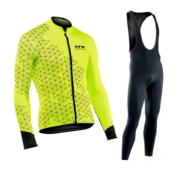 

Hot SALE Autumn Men's Long Sleeve Cycling Jersey bib pants Set Breathable 3D Padded MTB Bicycle Sportswear Cycling Clothing K234