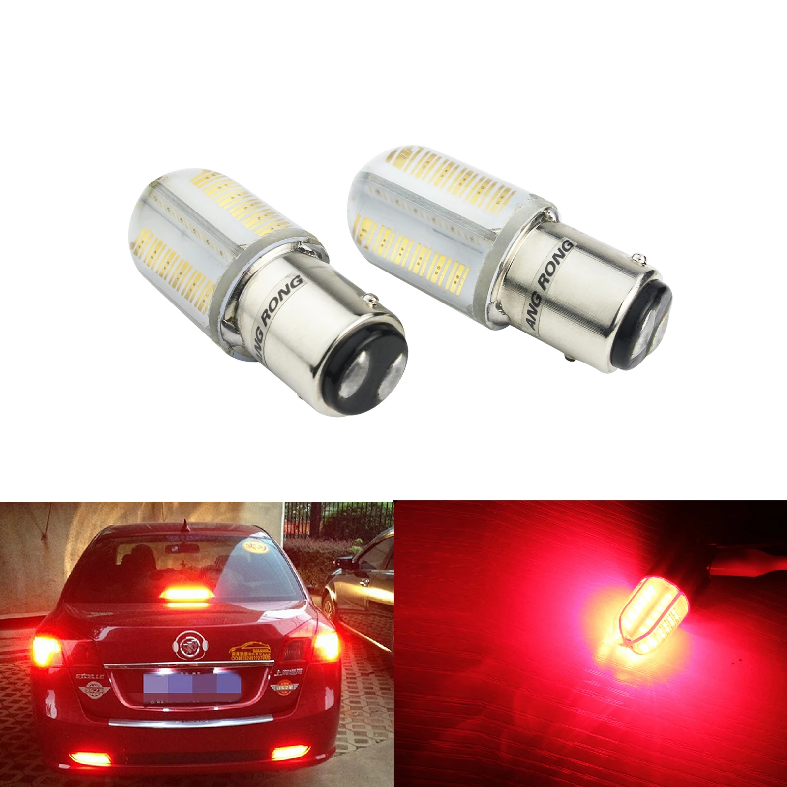 

ANGRONG 2X COB Red LED P21/5W BAY15d 1157 Bulb Sidelight Reverse Brake Stop Tail Light