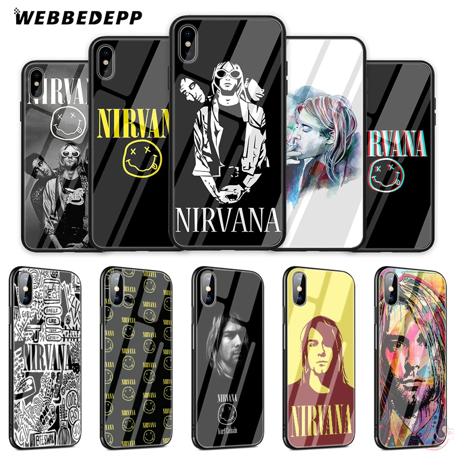WEBBEDEPP Nirvana Курт Кобейна чехол для телефона из закаленного стекла Apple iPhone XS Max XR X 8 7 6S