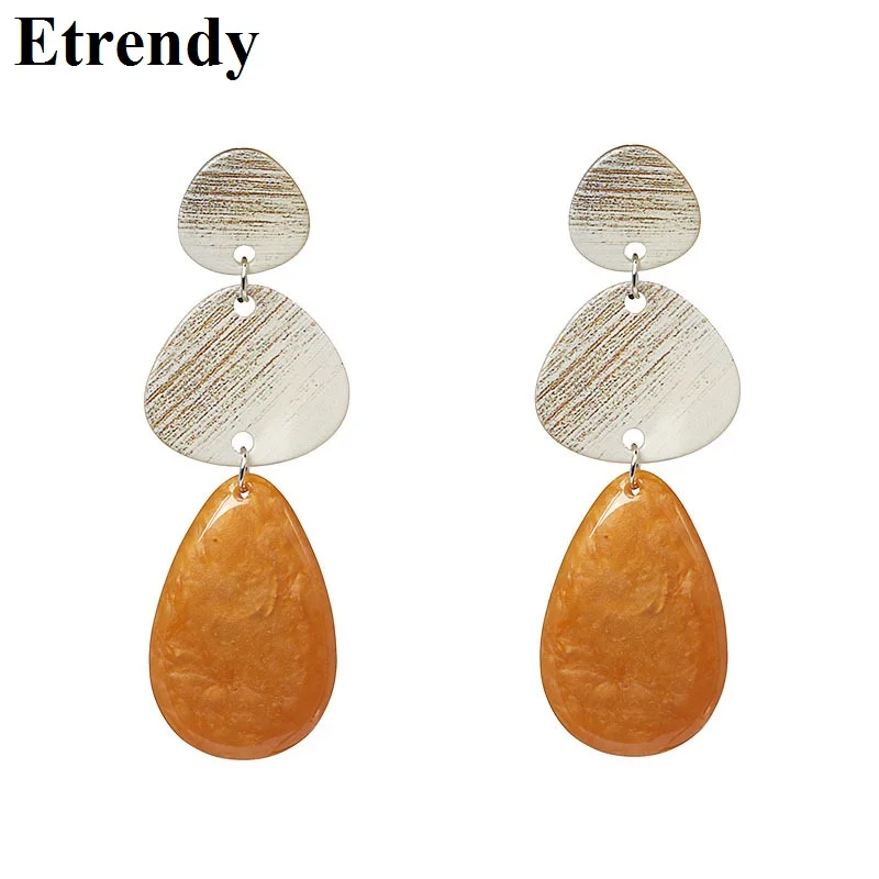 

Large Resin Geometric Drop Earrings For Women 2019 New Antique Hanging Statement Earrings Long Design Party Jewelry